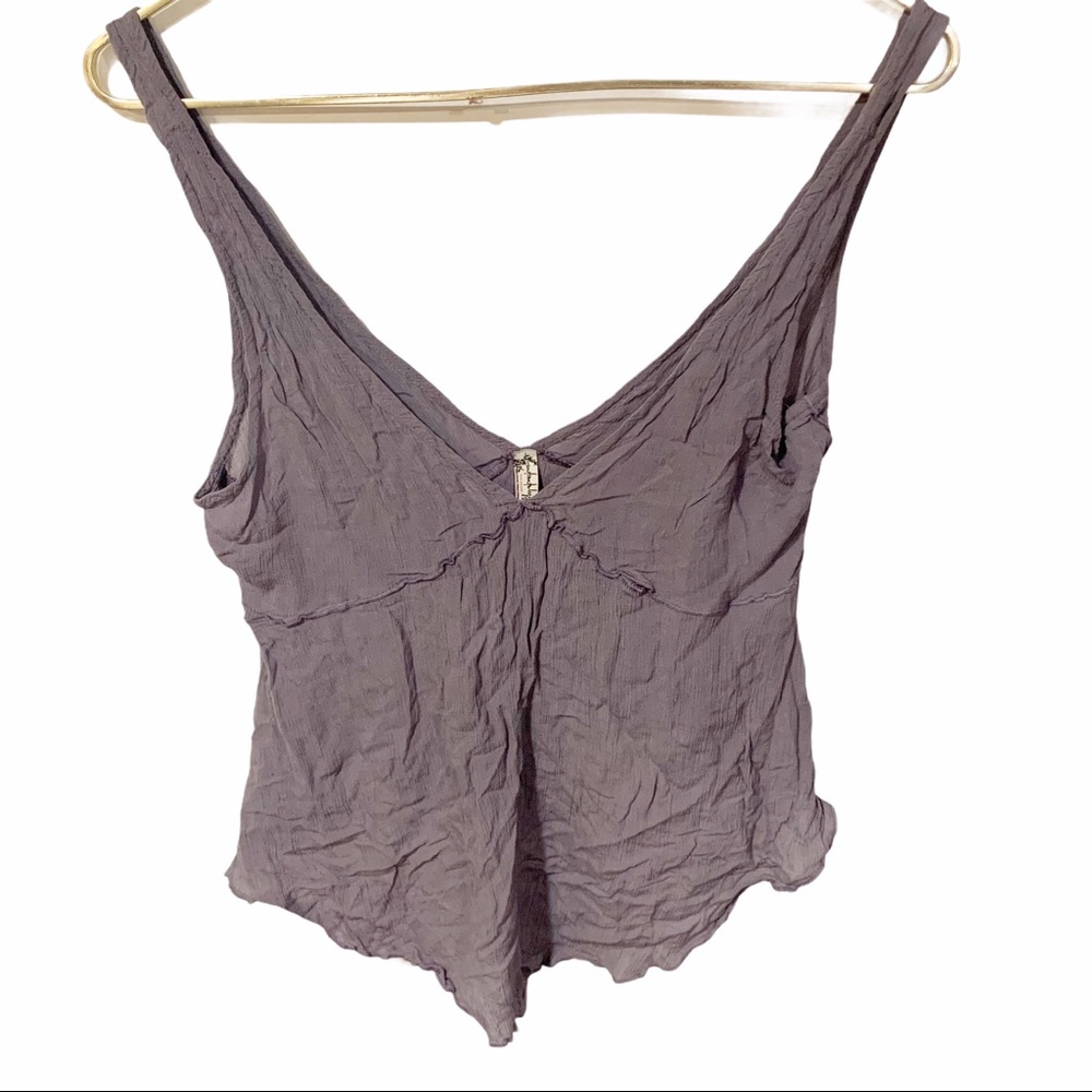 Free People Purple Crinkled Tank Top